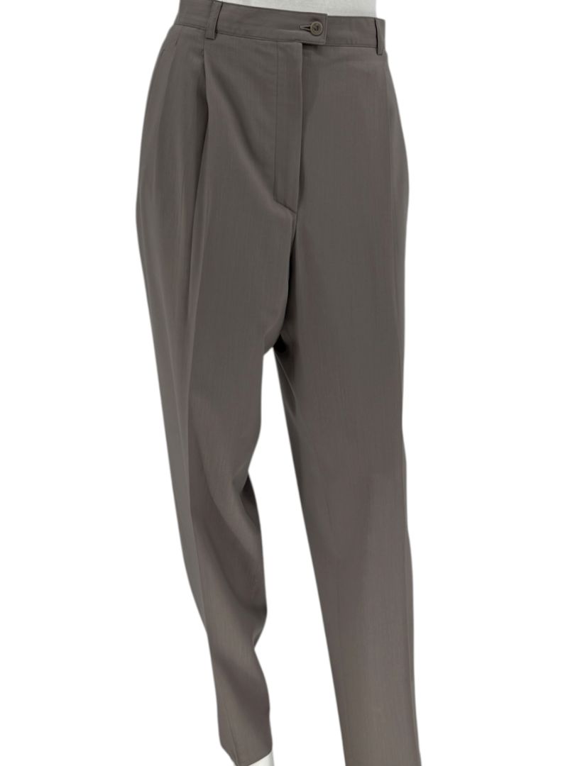 Zanella “Sara” Taupe Virgin Wool Pleated Trousers – Size 14