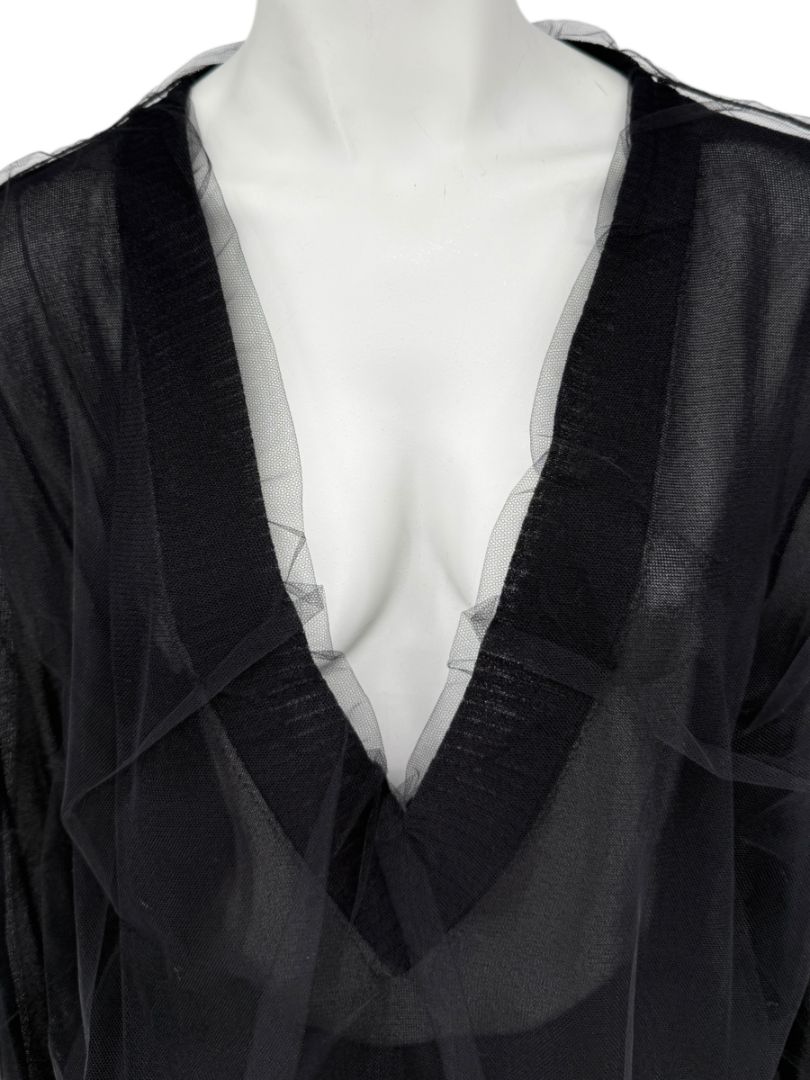 Dolce & Gabbana Black Sheer Layered V-Neck Top – Size L