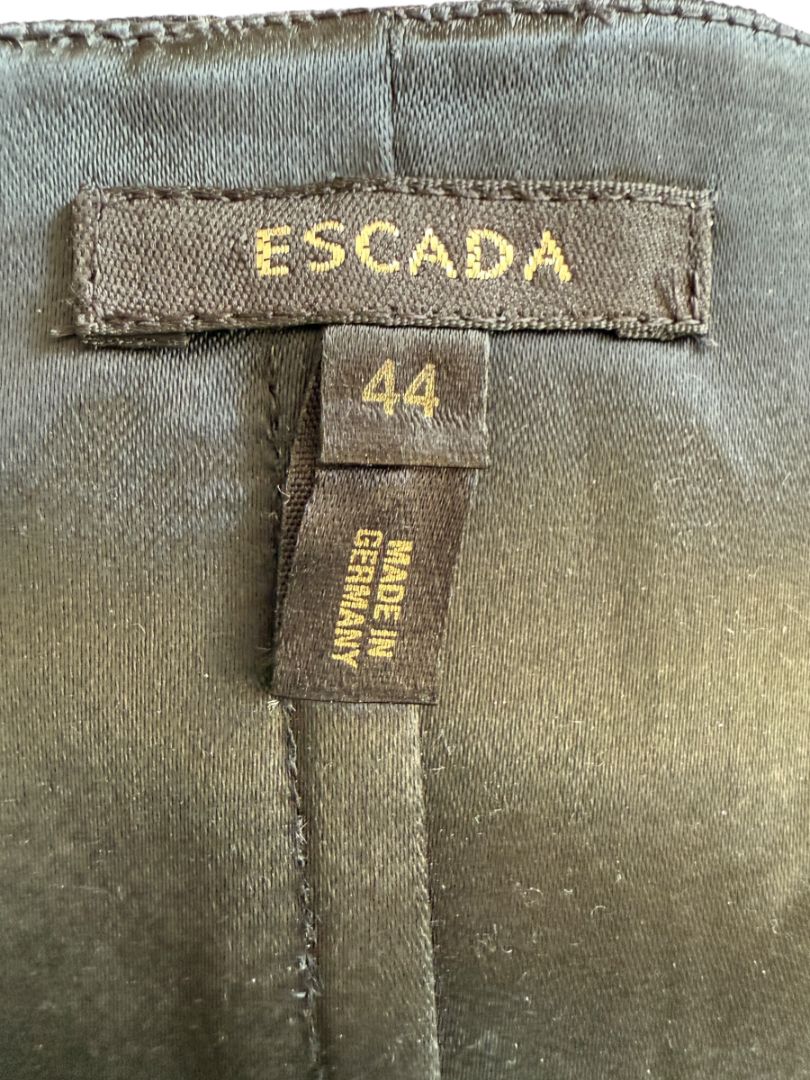 Escada Black Strapless Corset Top with Satin Trim – Size 44