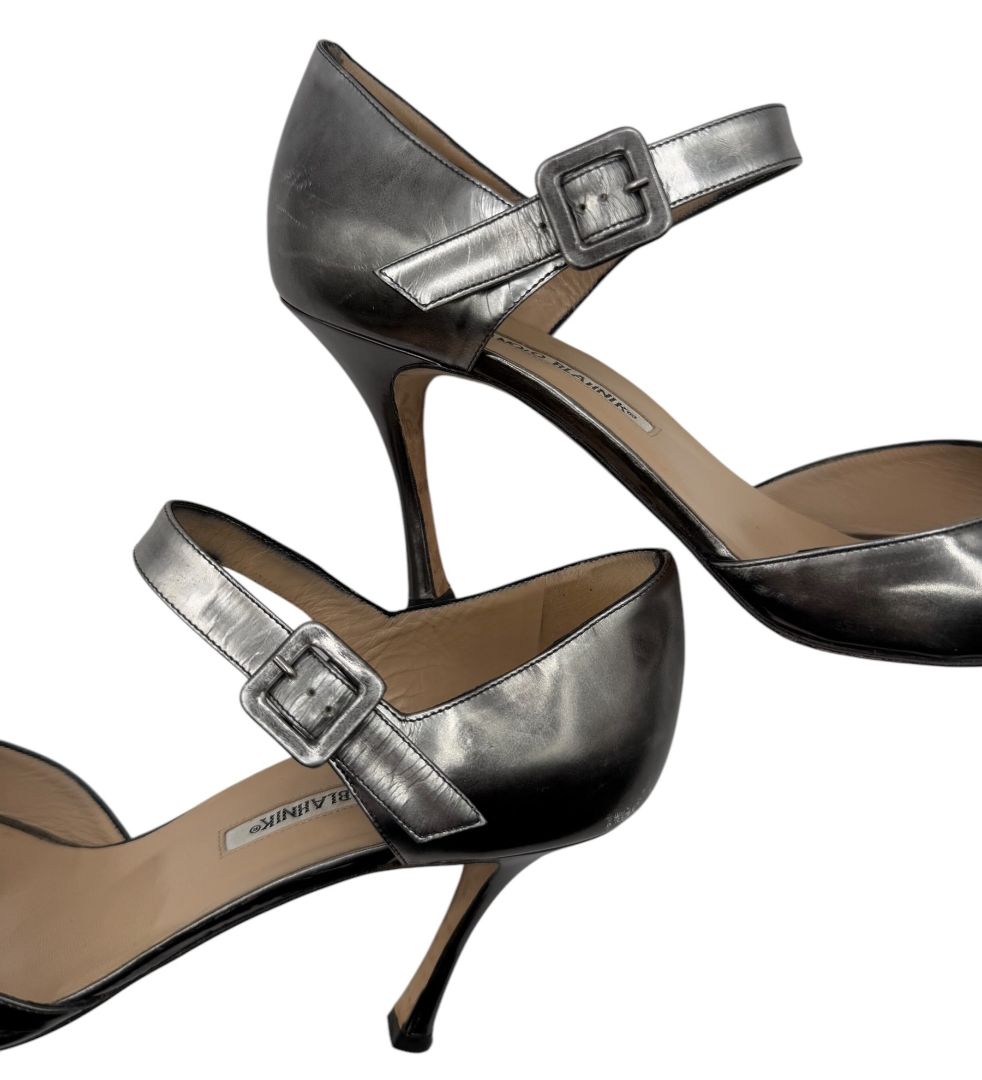 Manolo Blahnik Metallic Leather Heels – Size 41