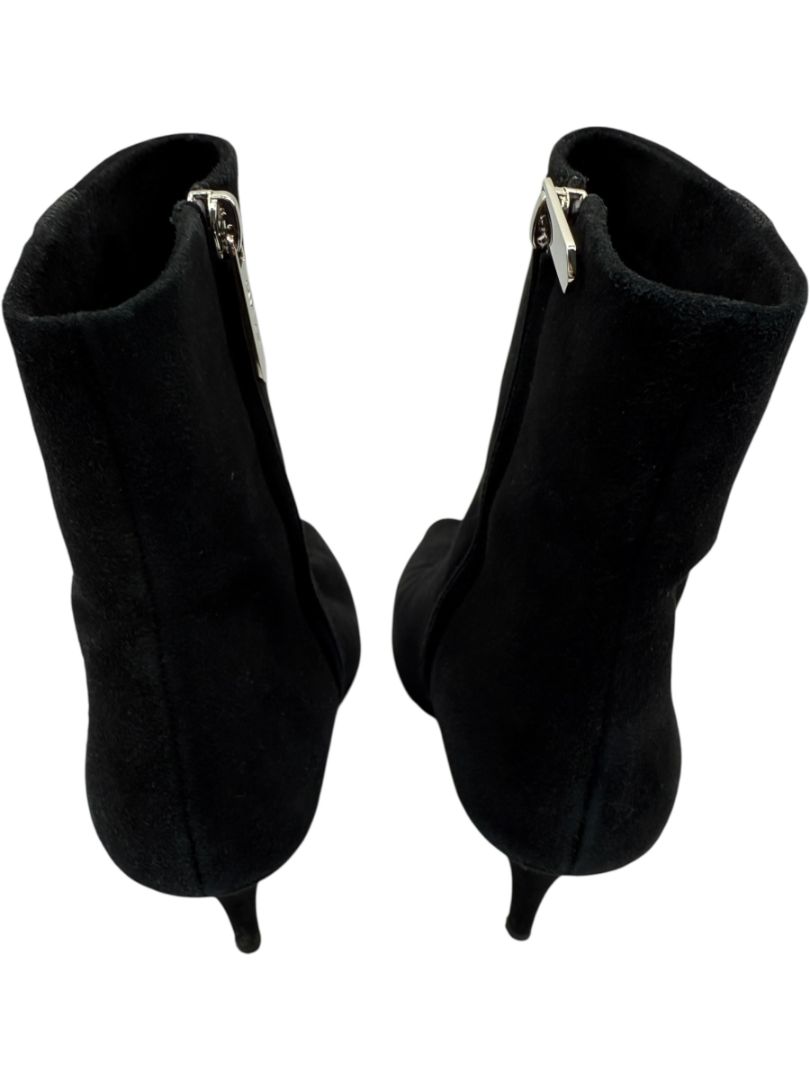 Calvin Klein Black Suede Booties with Silver Toe Cap – Size 39