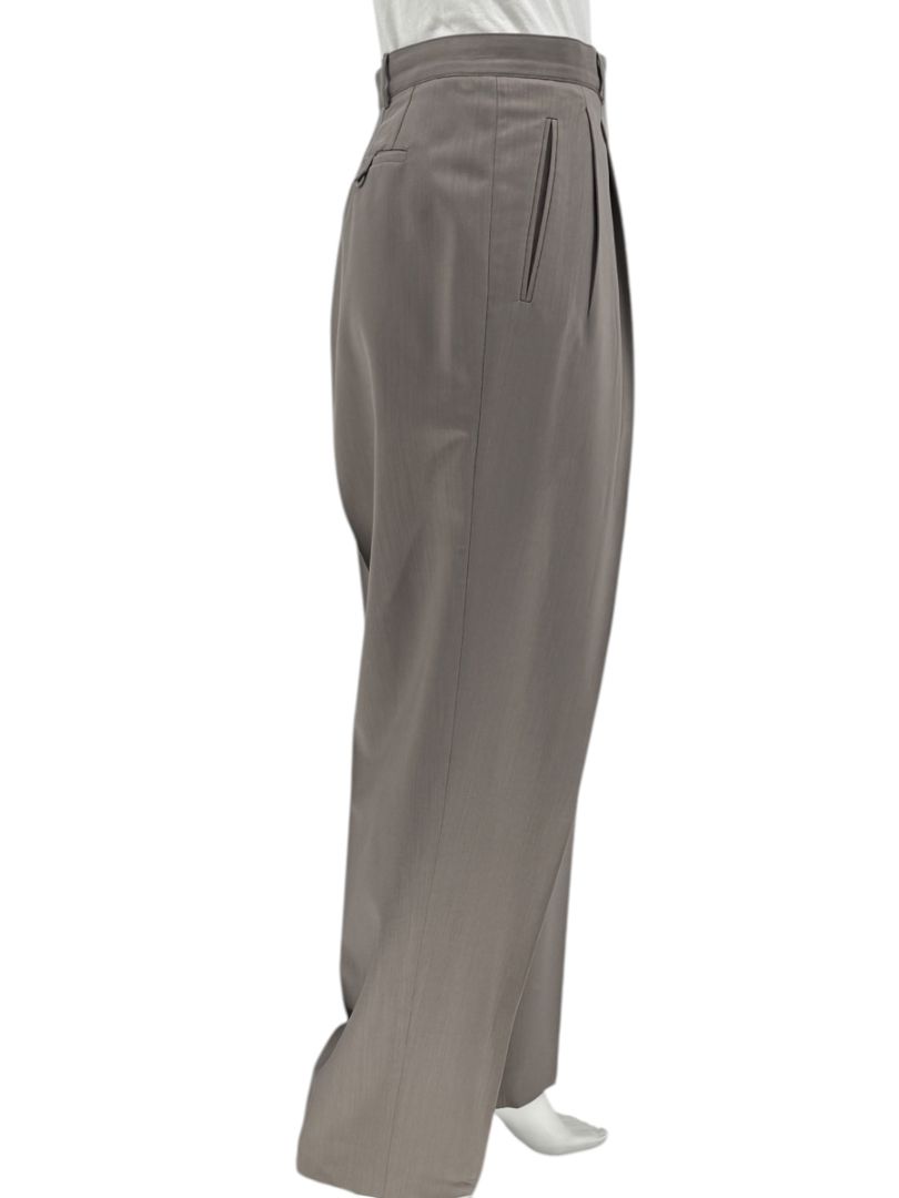 Zanella “Sara” Taupe Virgin Wool Pleated Trousers – Size 14
