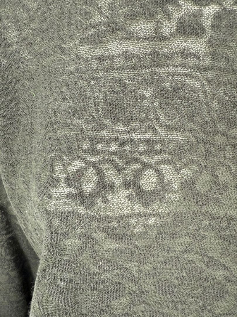 René Lezard Olive Green Textured Long Sleeve Top – Large