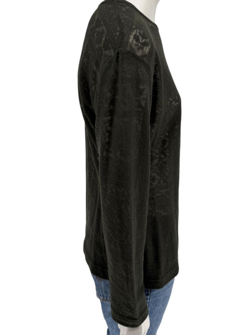 René Lezard Olive Green Textured Long Sleeve Top – Large