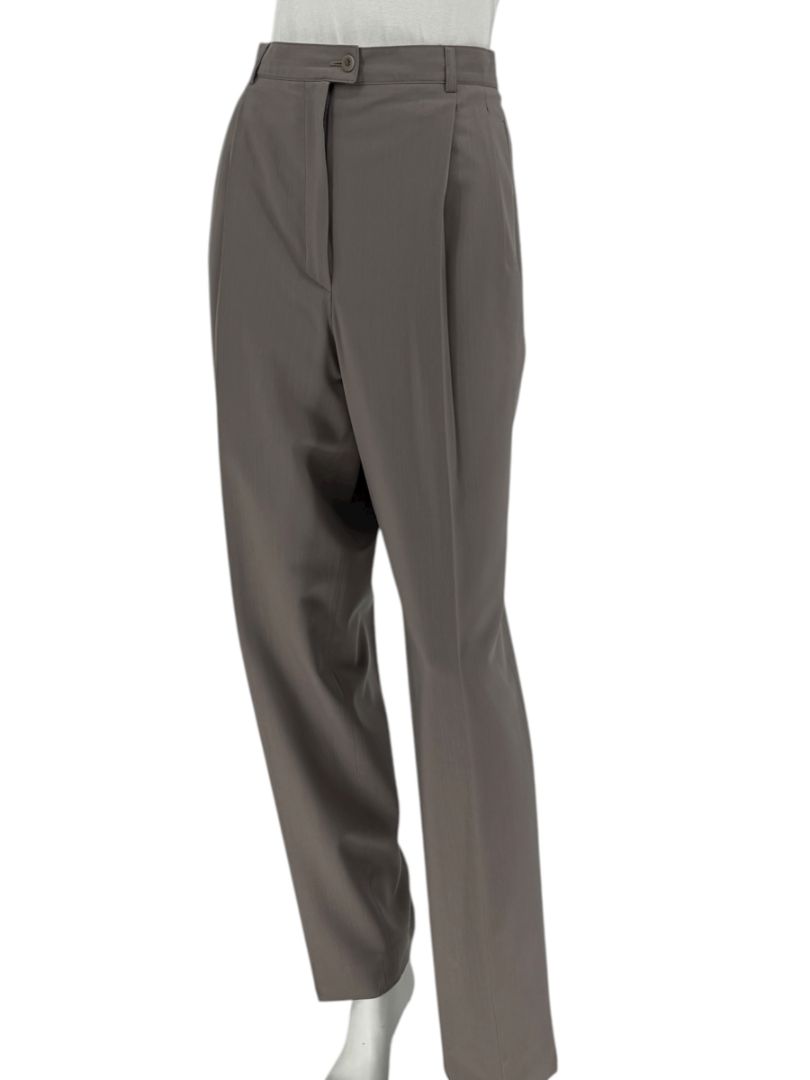 Zanella “Sara” Taupe Virgin Wool Pleated Trousers – Size 14