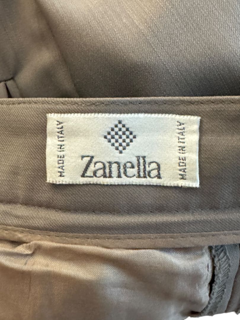 Zanella “Sara” Taupe Virgin Wool Pleated Trousers – Size 14
