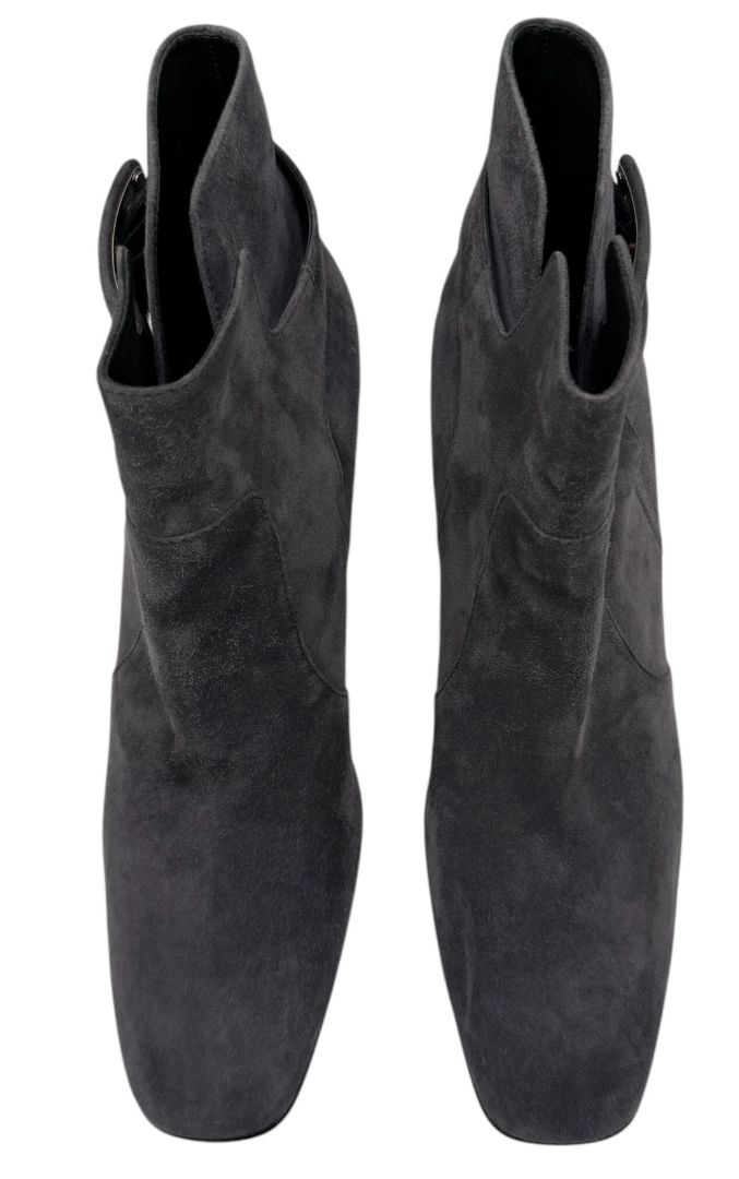 Roger Vivier Gray Suede Ankle Boots with Buckle Detail – Size 41