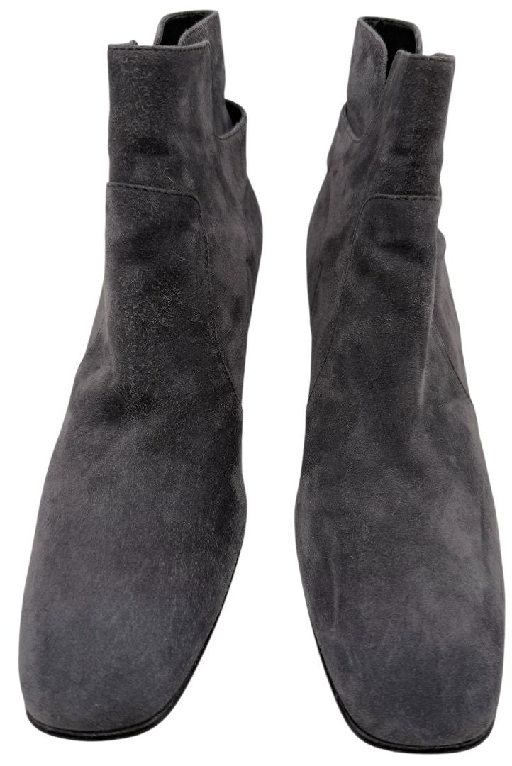 Roger Vivier Gray Suede Ankle Boots with Buckle Detail – Size 41