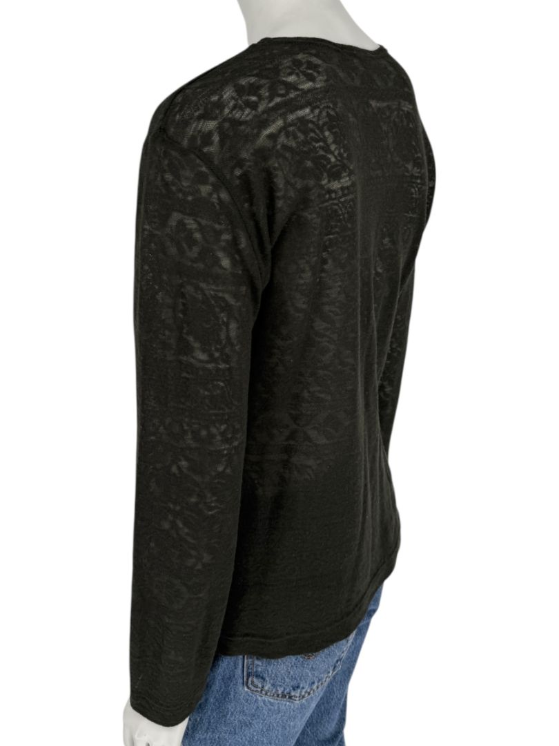 René Lezard Olive Green Textured Long Sleeve Top – Large