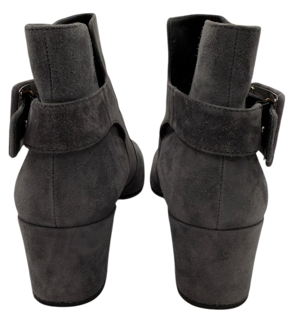 Roger Vivier Gray Suede Ankle Boots with Buckle Detail – Size 41