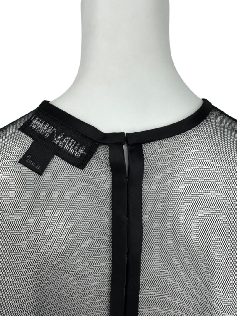 Linda Allard for Ellen Tracy Black Sheer Mesh Beaded Blouse - Size 12