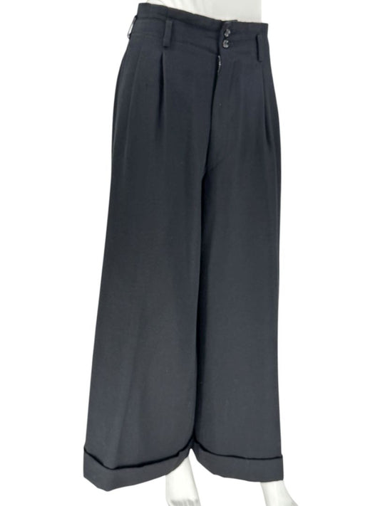 Comme des Garçons Women’s Black Wide-Leg Wool Trousers – Size L