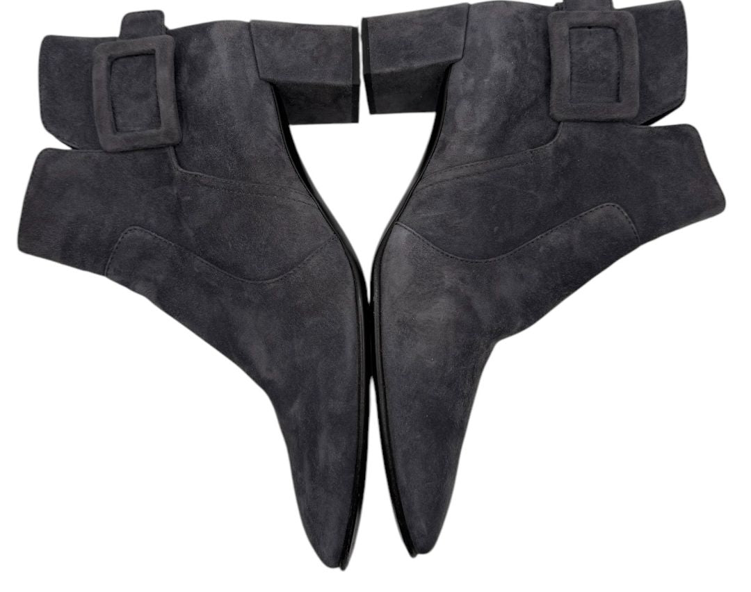 Roger Vivier Gray Suede Ankle Boots with Buckle Detail – Size 41