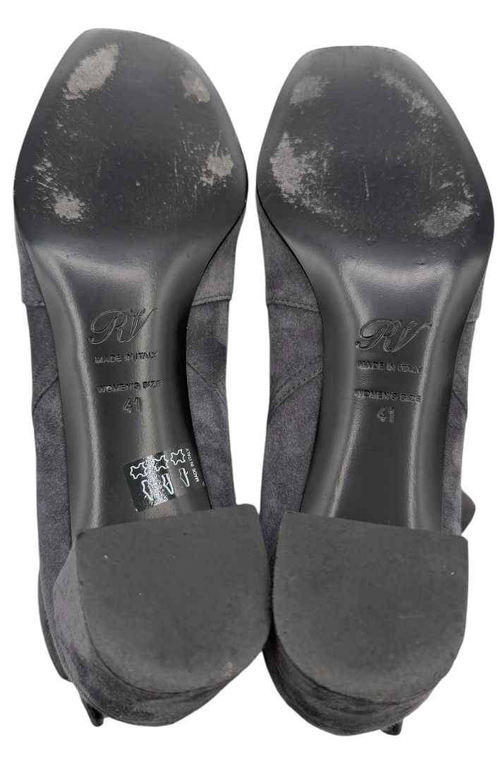 Roger Vivier Gray Suede Ankle Boots with Buckle Detail – Size 41