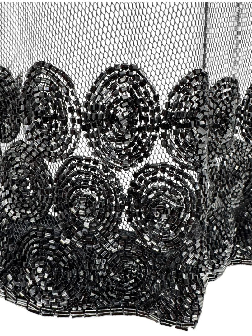 Linda Allard for Ellen Tracy Black Sheer Mesh Beaded Blouse - Size 12