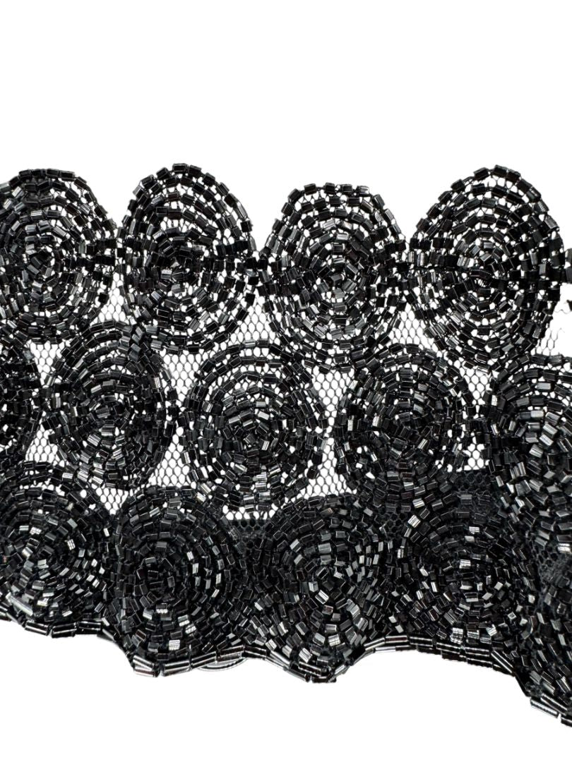 Linda Allard for Ellen Tracy Black Sheer Mesh Beaded Blouse - Size 12