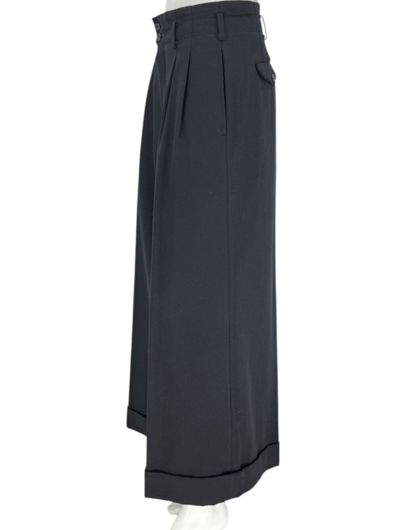 Comme des Garçons Women’s Black Wide-Leg Wool Trousers – Size L