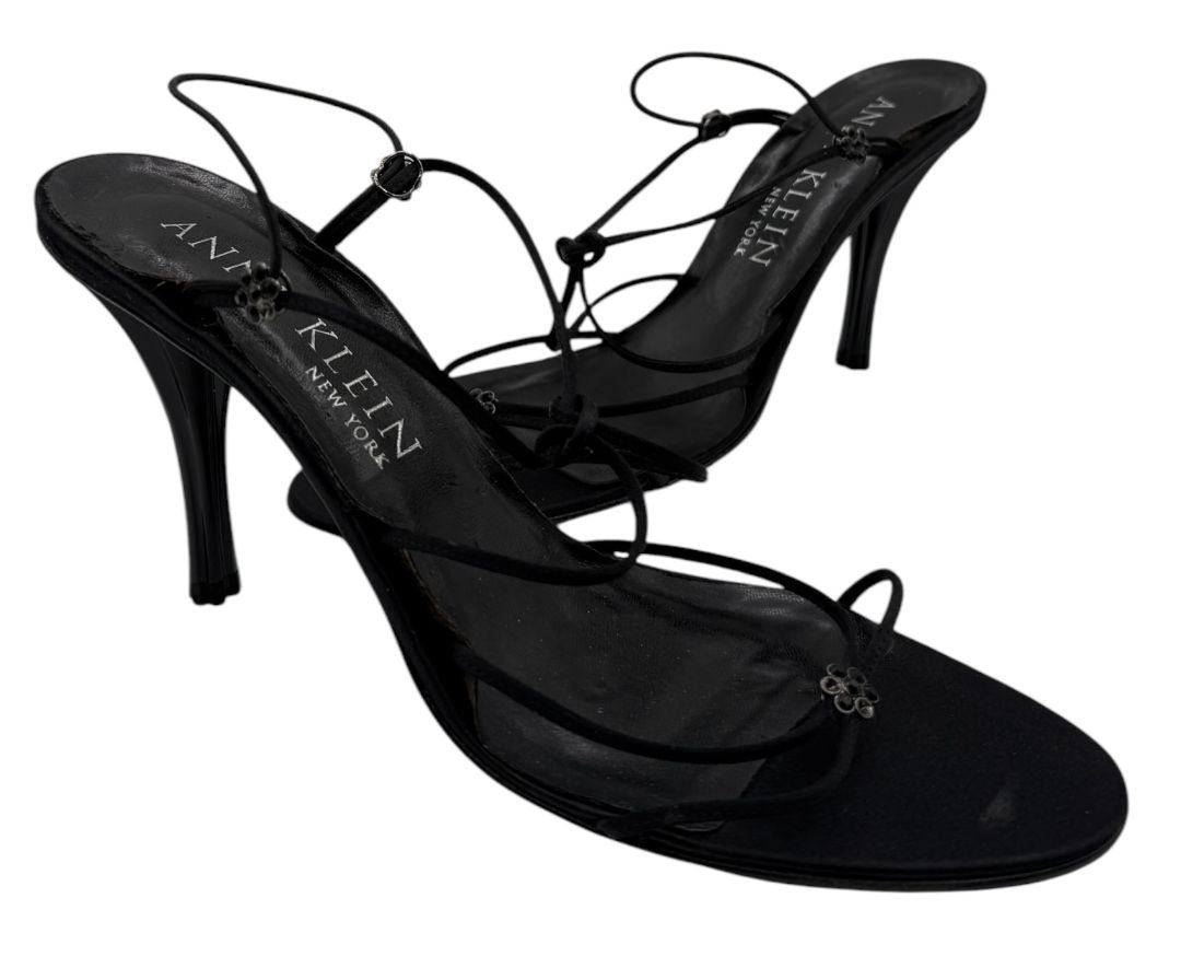 Anne Klein Black Strappy Heeled Sandals – Size 10 – With Original Box