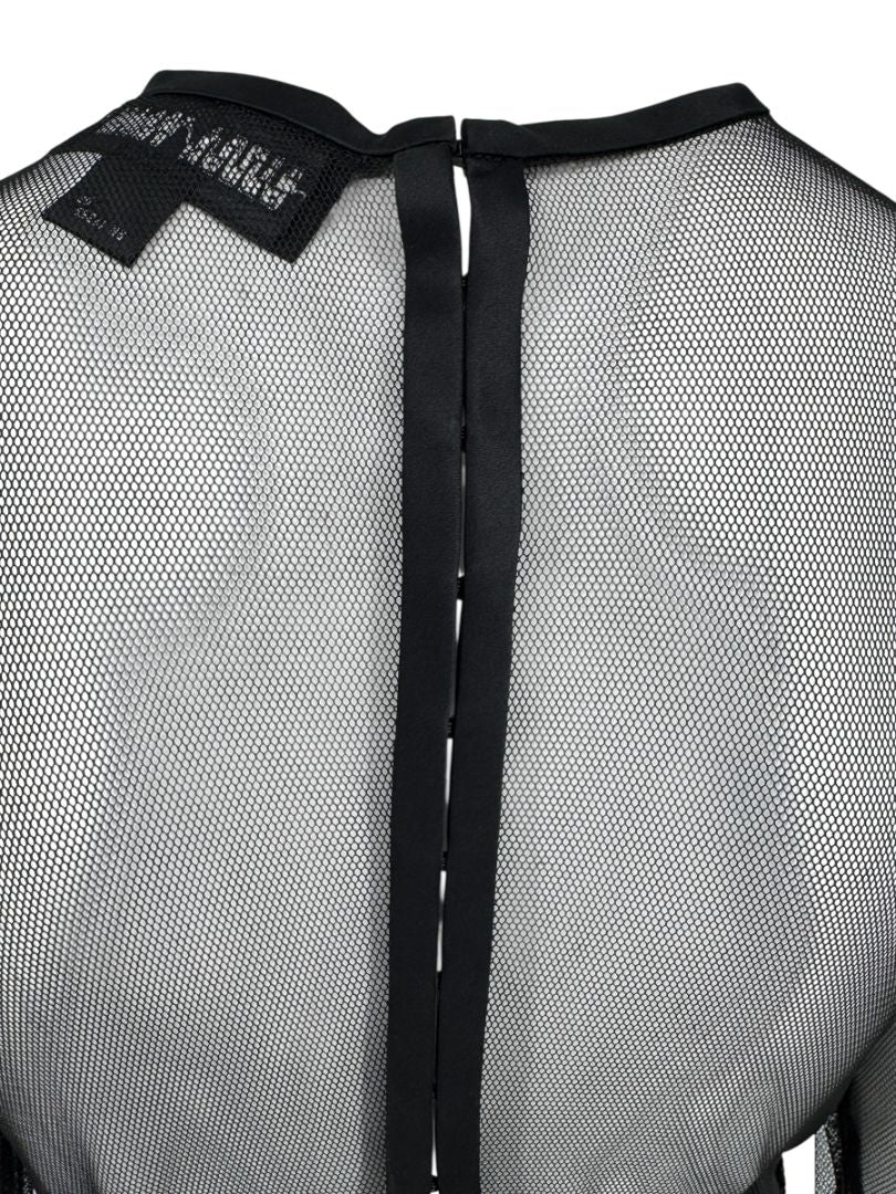 Linda Allard for Ellen Tracy Black Sheer Mesh Beaded Blouse - Size 12