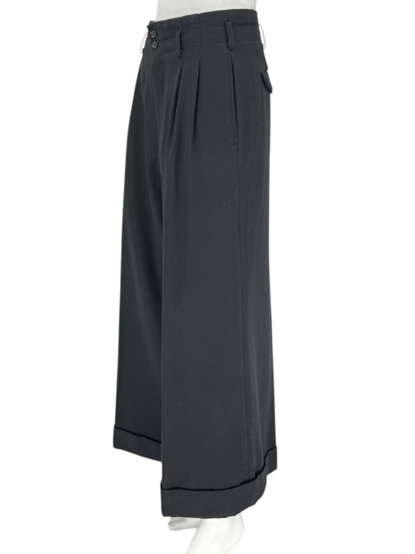 Comme des Garçons Women’s Black Wide-Leg Wool Trousers – Size L