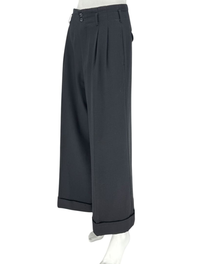 Comme des Garçons Women’s Black Wide-Leg Wool Trousers – Size L