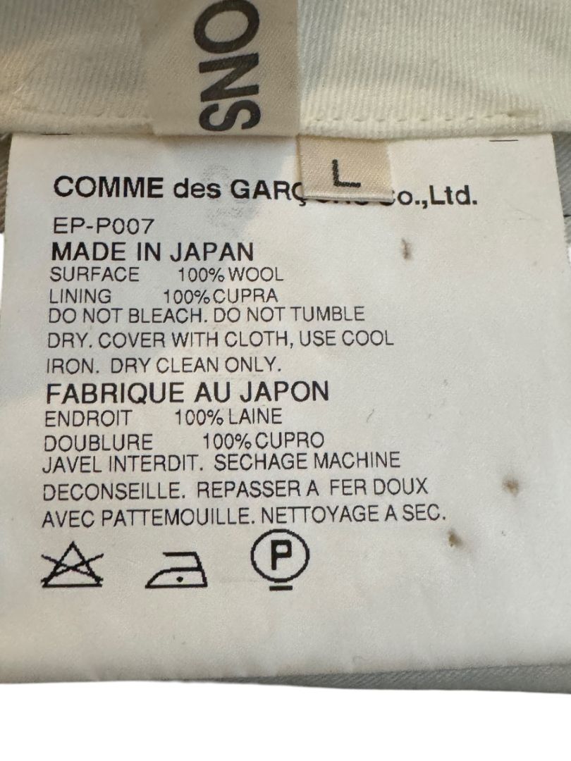 Comme des Garçons Women’s Black Wide-Leg Wool Trousers – Size L