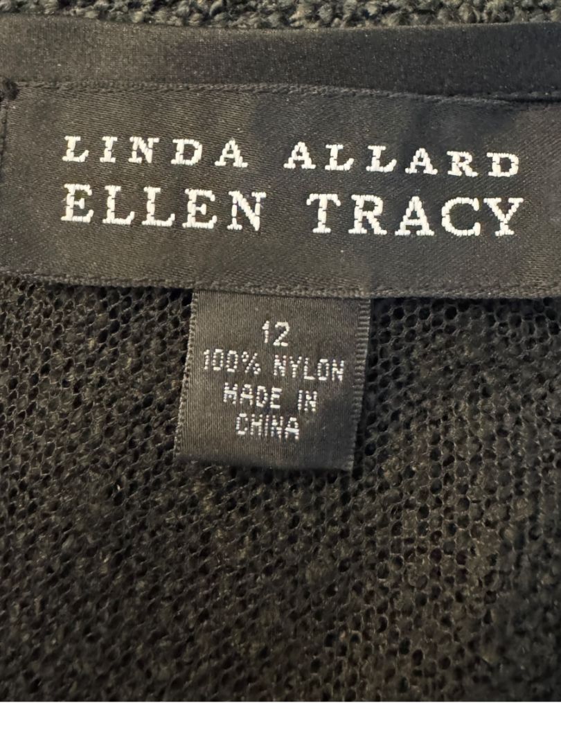 Linda Allard for Ellen Tracy Black Sheer Mesh Beaded Blouse - Size 12