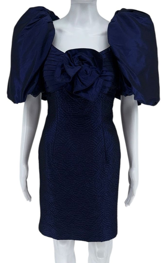 Patricia Rhodes Dramatic Puff-Sleeve Cocktail Dress — Size 4