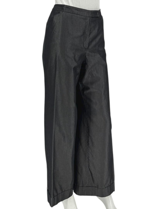 Armani Collezioni Charcoal Wide-Leg Cotton–Viscose Pants – Size 14 (IT 50)