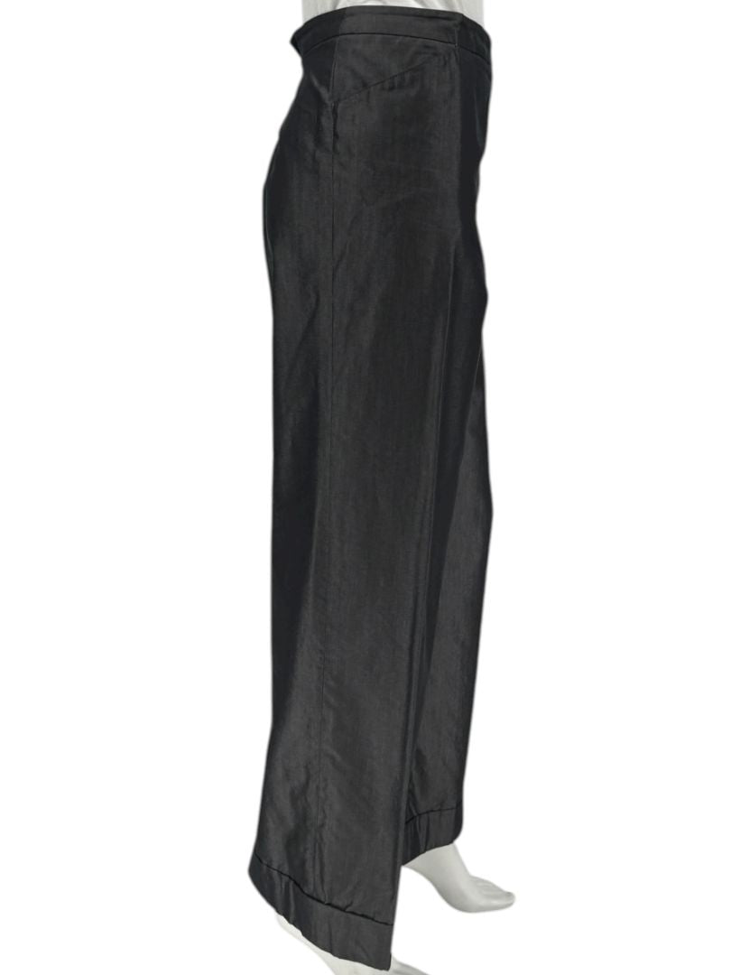 Armani Collezioni Charcoal Wide-Leg Cotton–Viscose Pants – Size 14 (IT 50)
