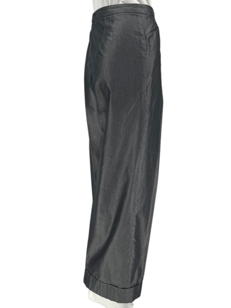 Armani Collezioni Charcoal Wide-Leg Cotton–Viscose Pants – Size 14 (IT 50)