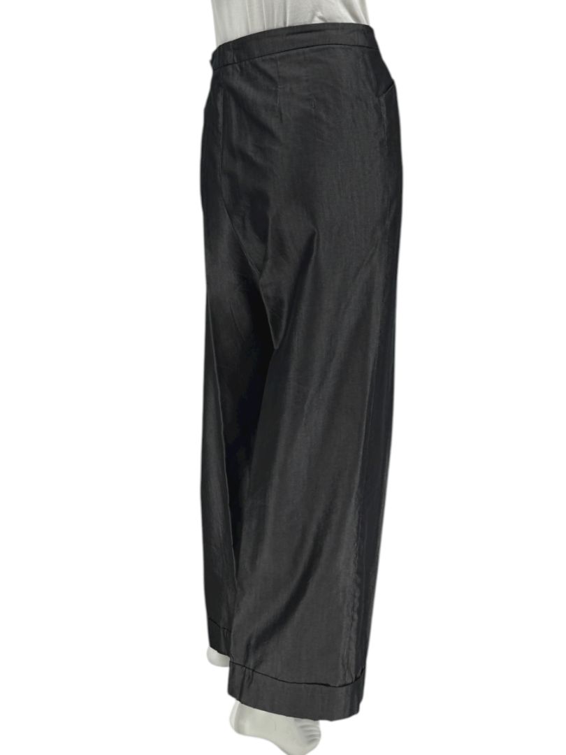 Armani Collezioni Charcoal Wide-Leg Cotton–Viscose Pants – Size 14 (IT 50)