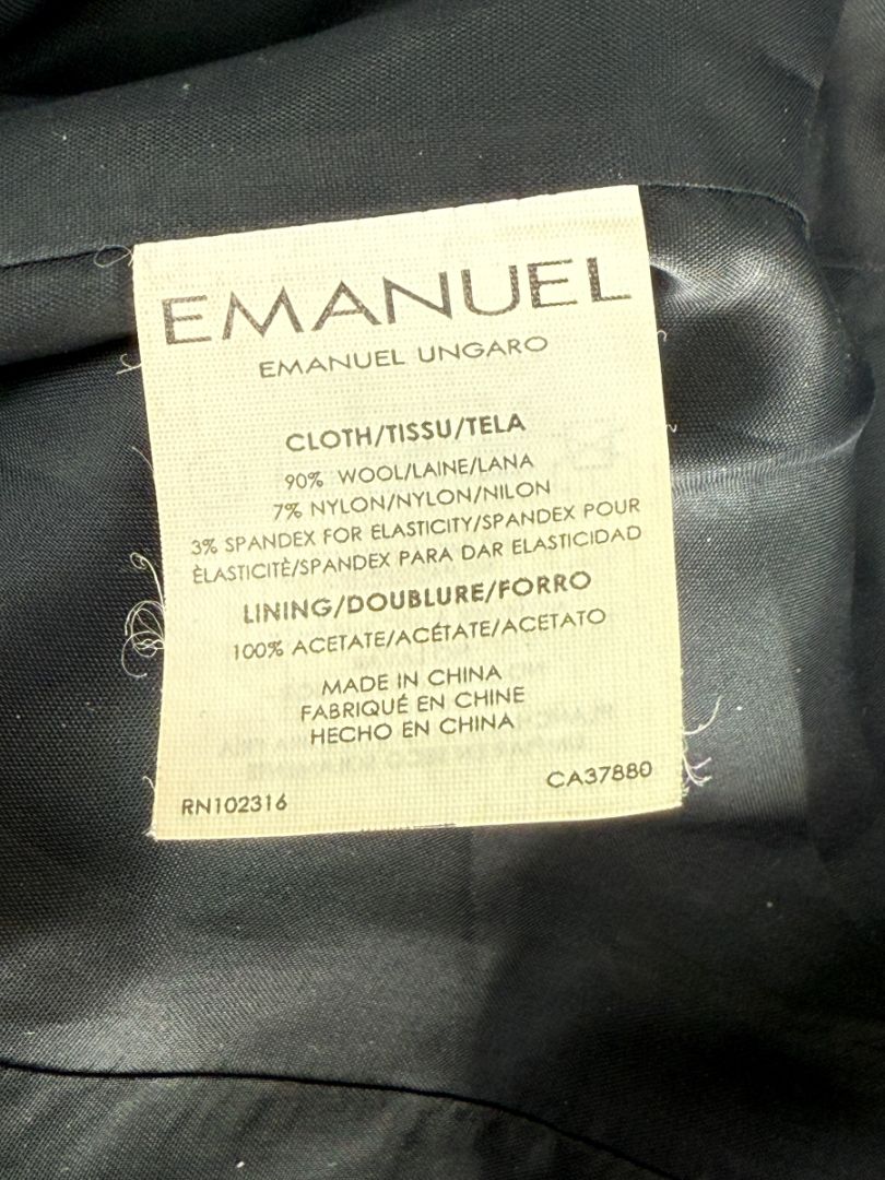 Emanuel Ungaro Black Wool Blend Pantsuit – Size 14/48