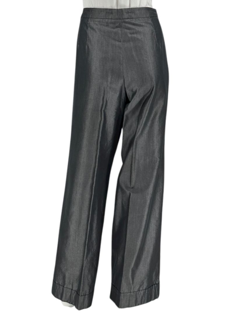 Armani Collezioni Charcoal Wide-Leg Cotton–Viscose Pants – Size 14 (IT 50)