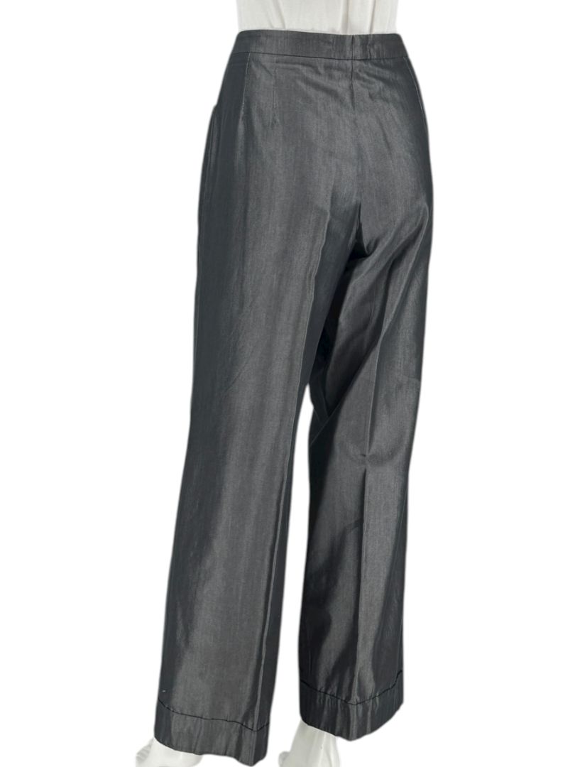 Armani Collezioni Charcoal Wide-Leg Cotton–Viscose Pants – Size 14 (IT 50)
