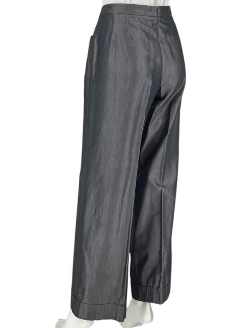 Armani Collezioni Charcoal Wide-Leg Cotton–Viscose Pants – Size 14 (IT 50)