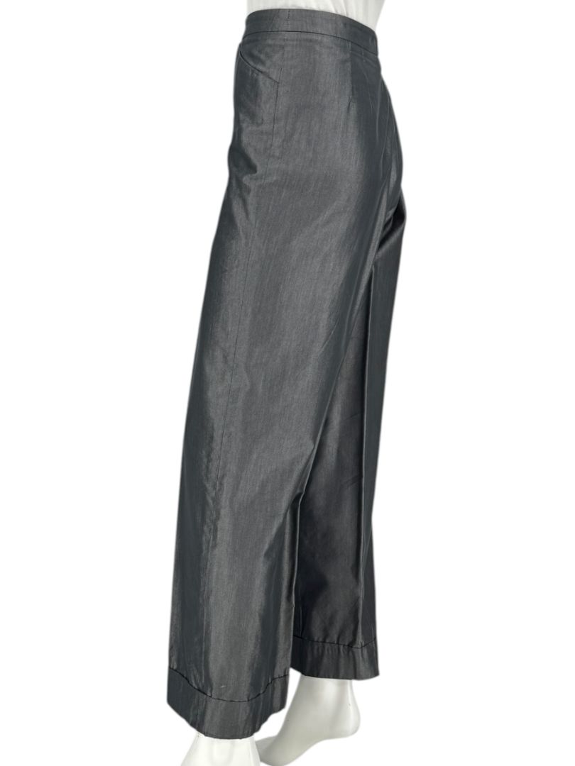 Armani Collezioni Charcoal Wide-Leg Cotton–Viscose Pants – Size 14 (IT 50)