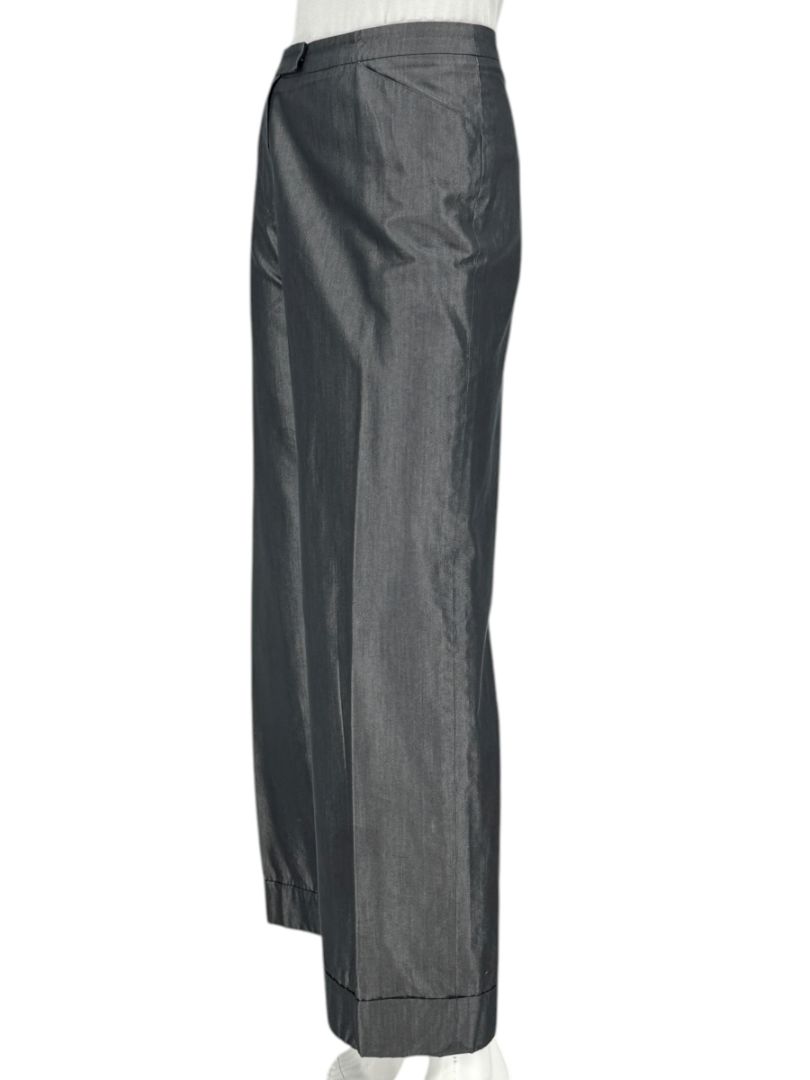 Armani Collezioni Charcoal Wide-Leg Cotton–Viscose Pants – Size 14 (IT 50)