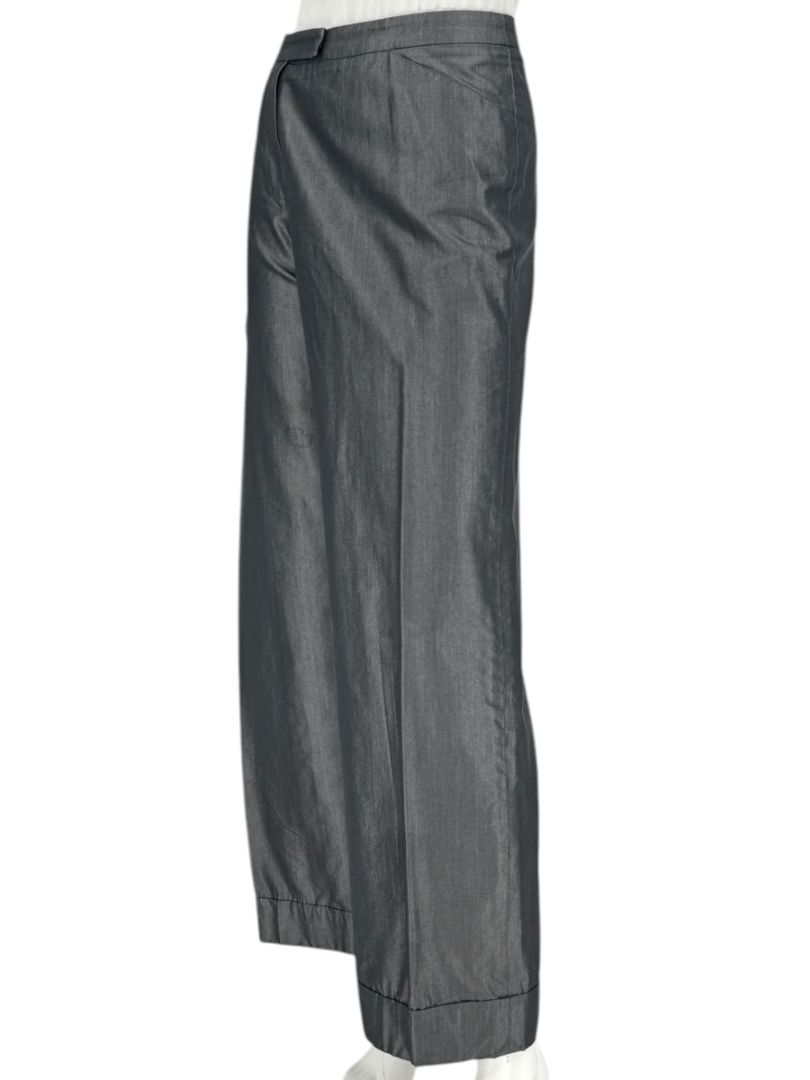 Armani Collezioni Charcoal Wide-Leg Cotton–Viscose Pants – Size 14 (IT 50)