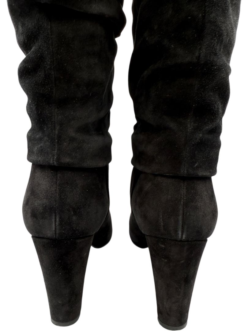 Manolo Blahnik Black Suede Slouch Knee-High Boots – Size 39.5