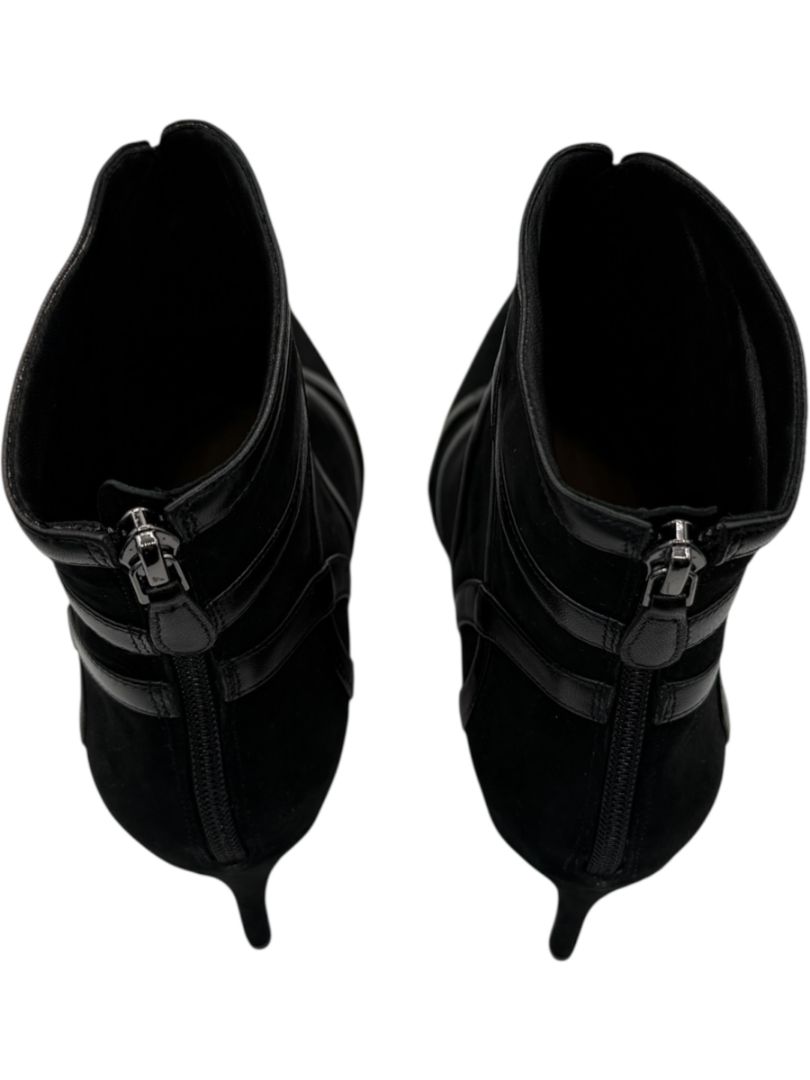 Alexandre Birman Black Suede & Leather Trim Pointed-Toe Booties – Size 39