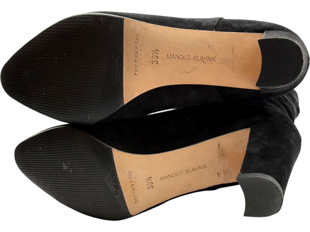 Manolo Blahnik Black Suede Slouch Knee-High Boots – Size 39.5