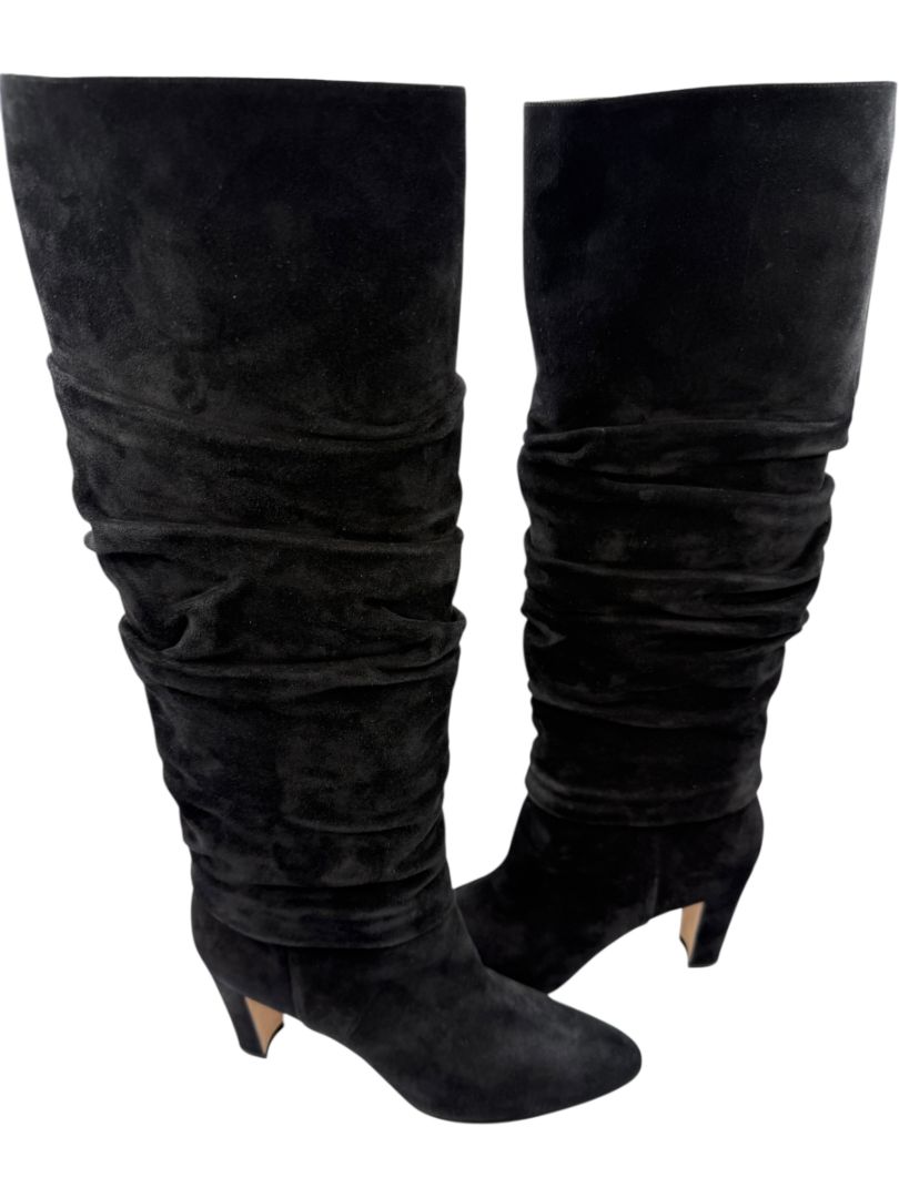 Manolo Blahnik Black Suede Slouch Knee-High Boots – Size 39.5