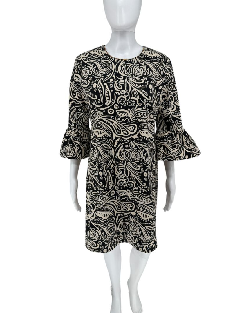 La DoubleJ Black & Ivory Printed Cotton 24/7 Dress – Size L- NWT