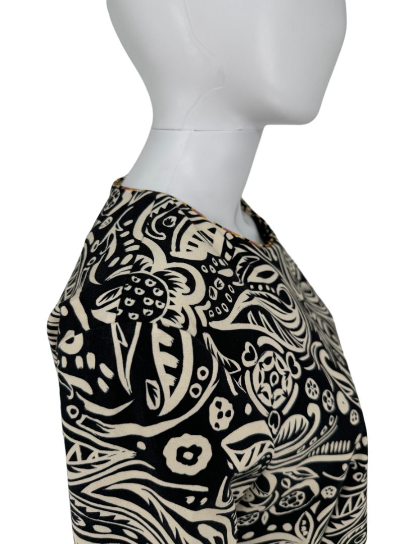 La DoubleJ Black & Ivory Printed Cotton 24/7 Dress – Size L- NWT