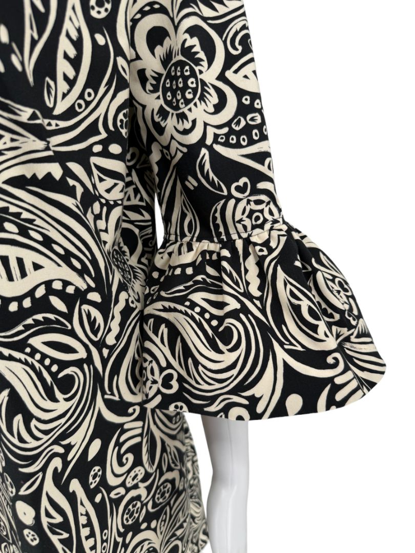 La DoubleJ Black & Ivory Printed Cotton 24/7 Dress – Size L- NWT