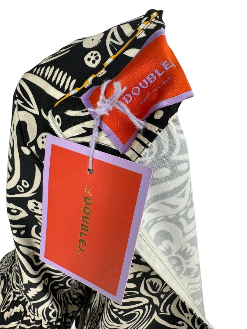 La DoubleJ Black & Ivory Printed Cotton 24/7 Dress – Size L- NWT