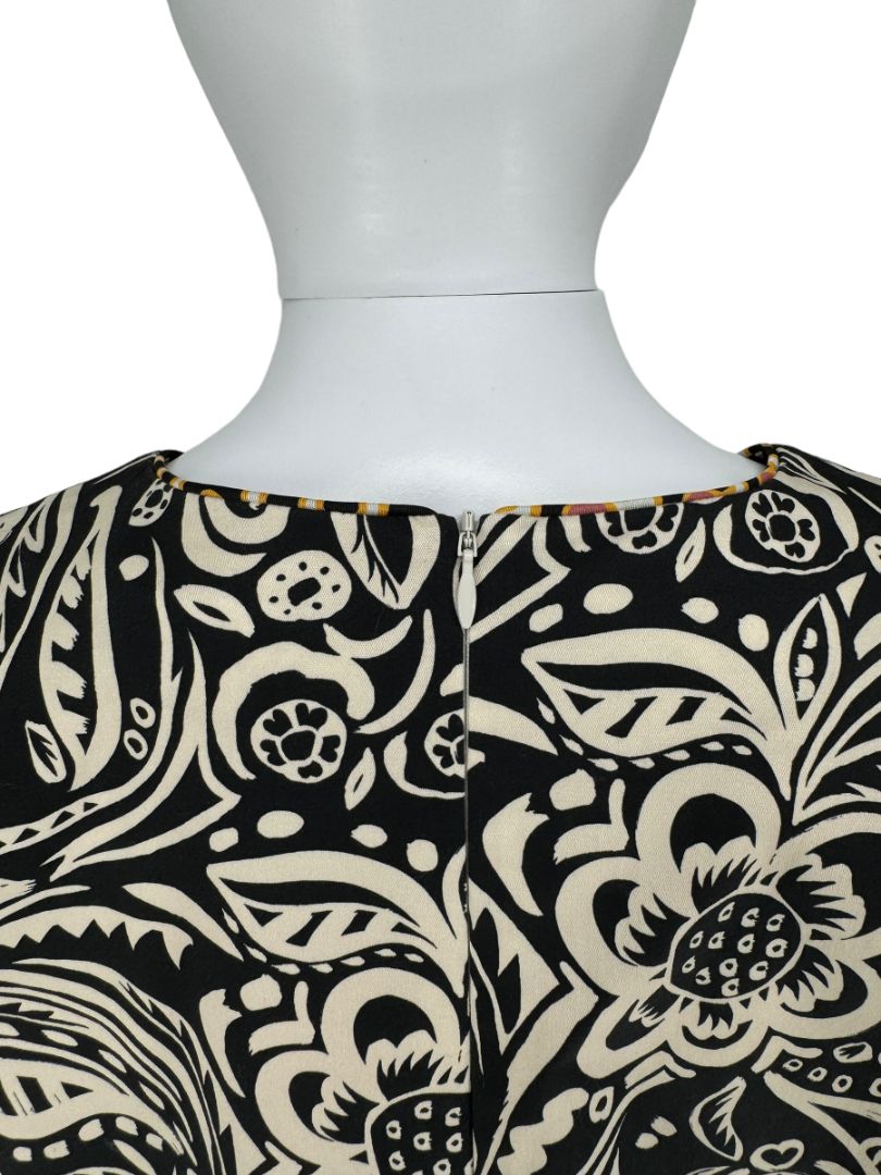 La DoubleJ Black & Ivory Printed Cotton 24/7 Dress – Size L- NWT