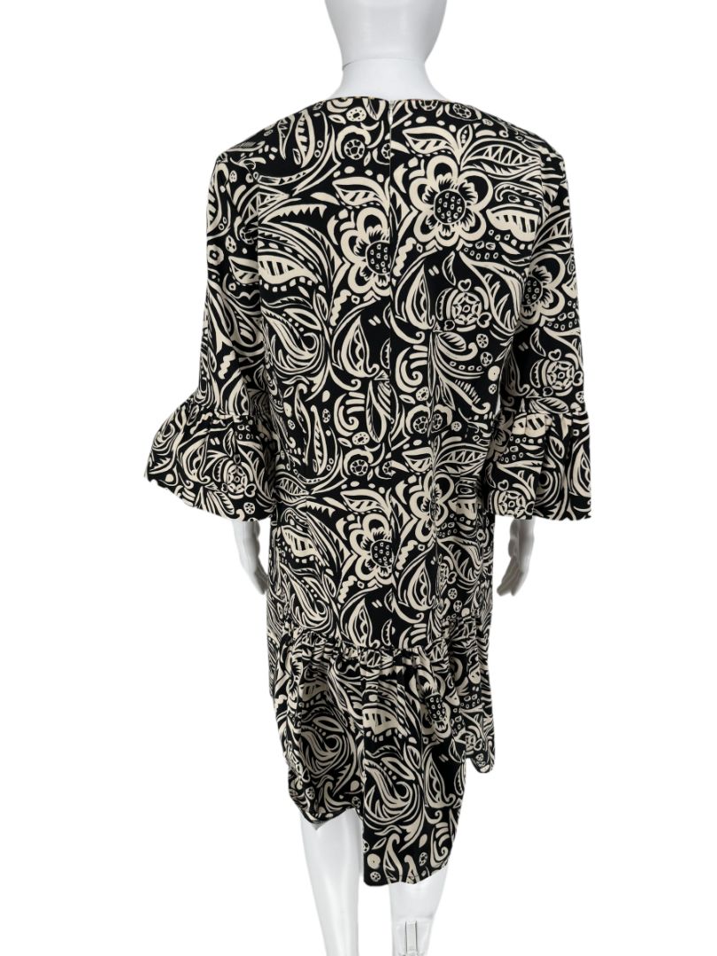 La DoubleJ Black & Ivory Printed Cotton 24/7 Dress – Size L- NWT