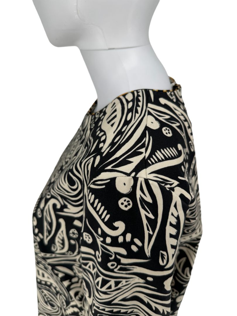 La DoubleJ Black & Ivory Printed Cotton 24/7 Dress – Size L- NWT